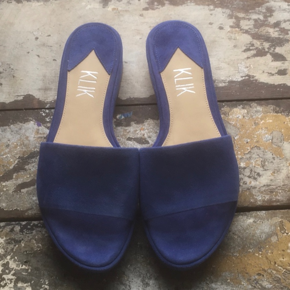 Blue suede sandals